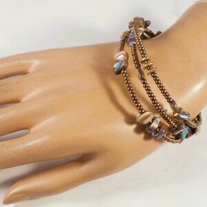 Retired SILPADA Memory Wire Bracelet B1706 With Pieces of Abalone Shell